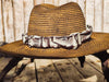 Handcrafted Straw Hat with Intricate Carved Leather Band - Unique 3D Textured Design and Custom Paint