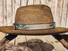 Handcrafted Boho Straw Hat with Turquoise Flower Vintage Leather Band - Unique Design