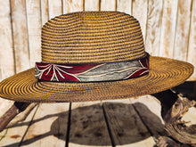 Handcrafted Straw Hat with Red Flower Vintage Leather Band - Unique Boho-Chic Design