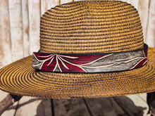 Handcrafted Straw Hat with Red Flower Vintage Leather Band - Unique Boho-Chic Design