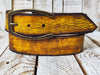 Handmade Distressed Leather Belt with Bronze Buckle - Perfect for Jeans YellowBrown 42 cm