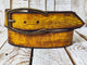 Handmade Distressed Leather Belt with Bronze Buckle - Perfect for Jeans YellowBrown 42 cm