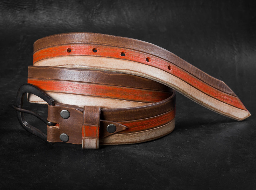 Handcrafted Custom Leather Belt - Unisex Brown Artisan Design Gift for Him
