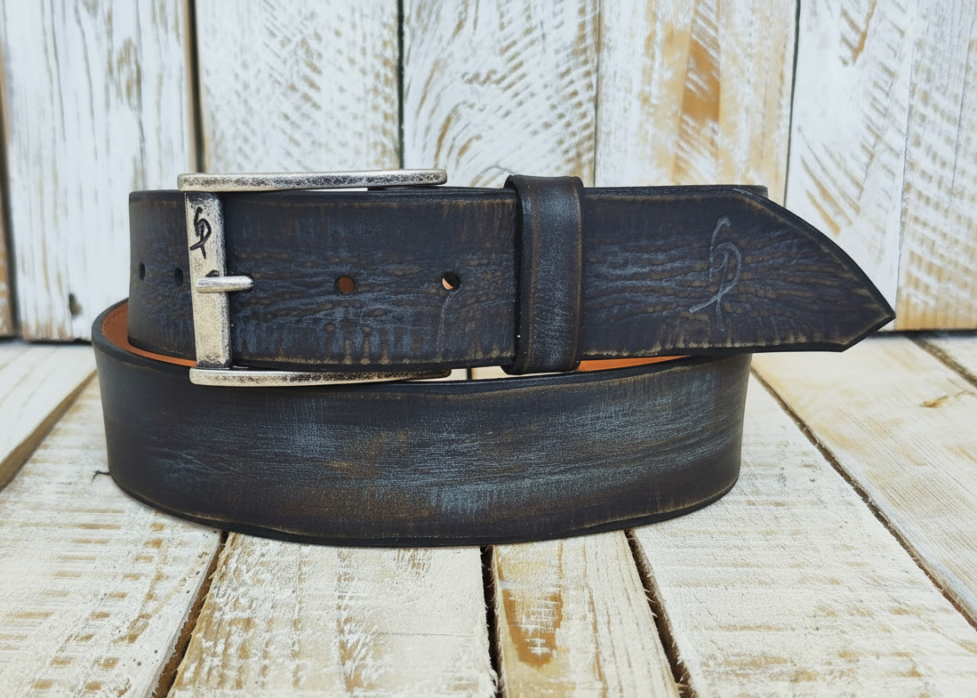 Artisan Handmade Brown Leather Belt with Vintage Finish - Versatile Color-Matching Accessory