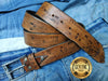Mens Brown Leather Belt with Western Buckle - Fashionable Mens Leather Accessory in Classic Design