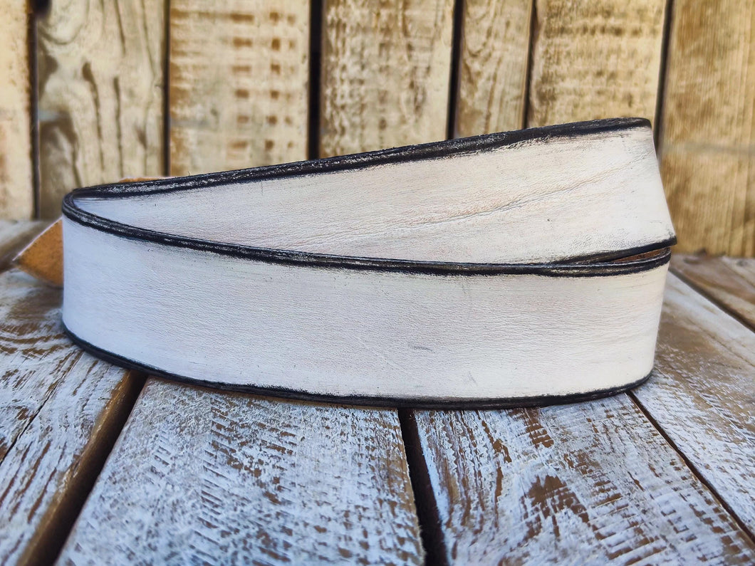 Vintage White Leather Belt - Custom Mens Accessories for Christmas - Stylish Durable - Perfect Belt Gift for Him