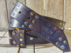 Handmade Brown Leather Belt with Blue Wash, Hi-Fi Stamped Design, Heavy-Duty Punk Rock Style