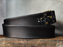 Black Leather Studded Belt – Handmade Full Grain Leather Belt with Metal Rivets – Statement Belt