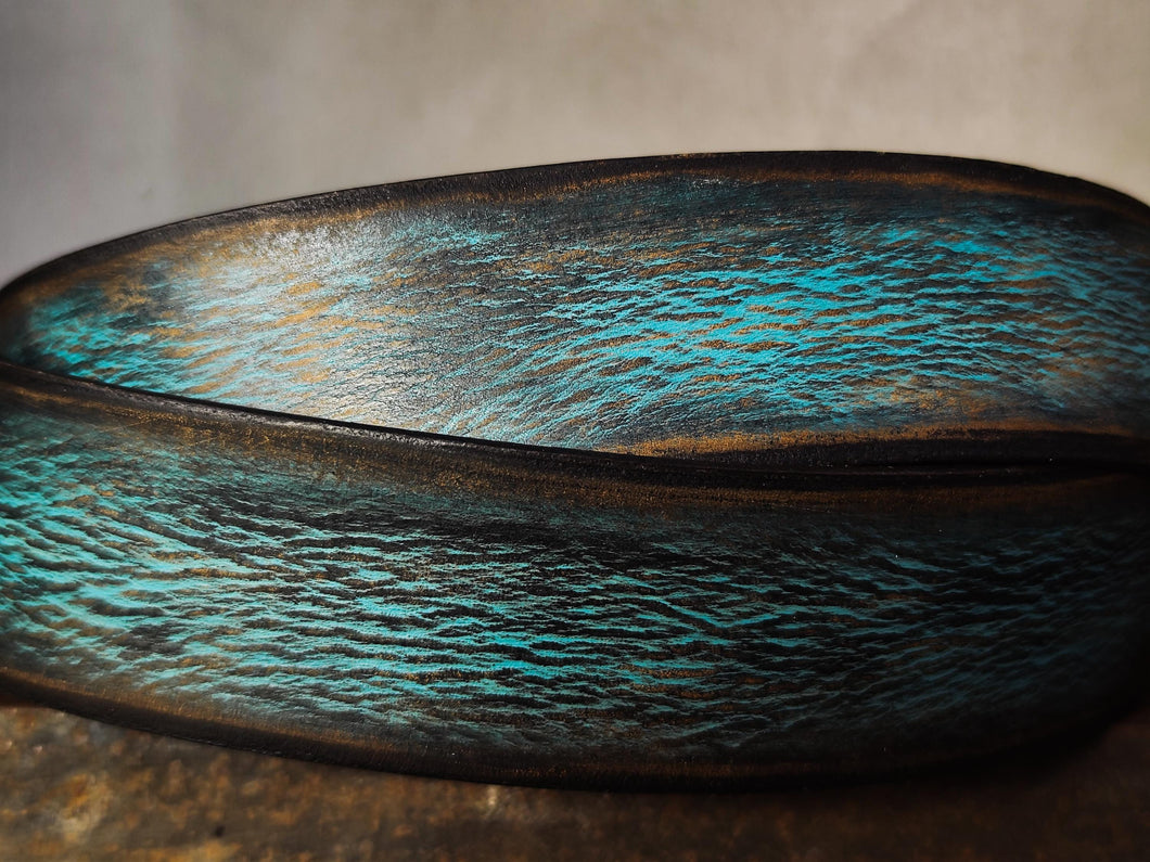 Handmade Distressed Turquoise Leather Belt | Vintage Style Blue Jeans Belt for Men & Women | Rustic Full Grain Leather Strap | Antique Brass