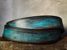 Handmade Distressed Turquoise Leather Belt | Vintage Style Blue Jeans Belt for Men & Women | Rustic Full Grain Leather Strap | Antique Brass