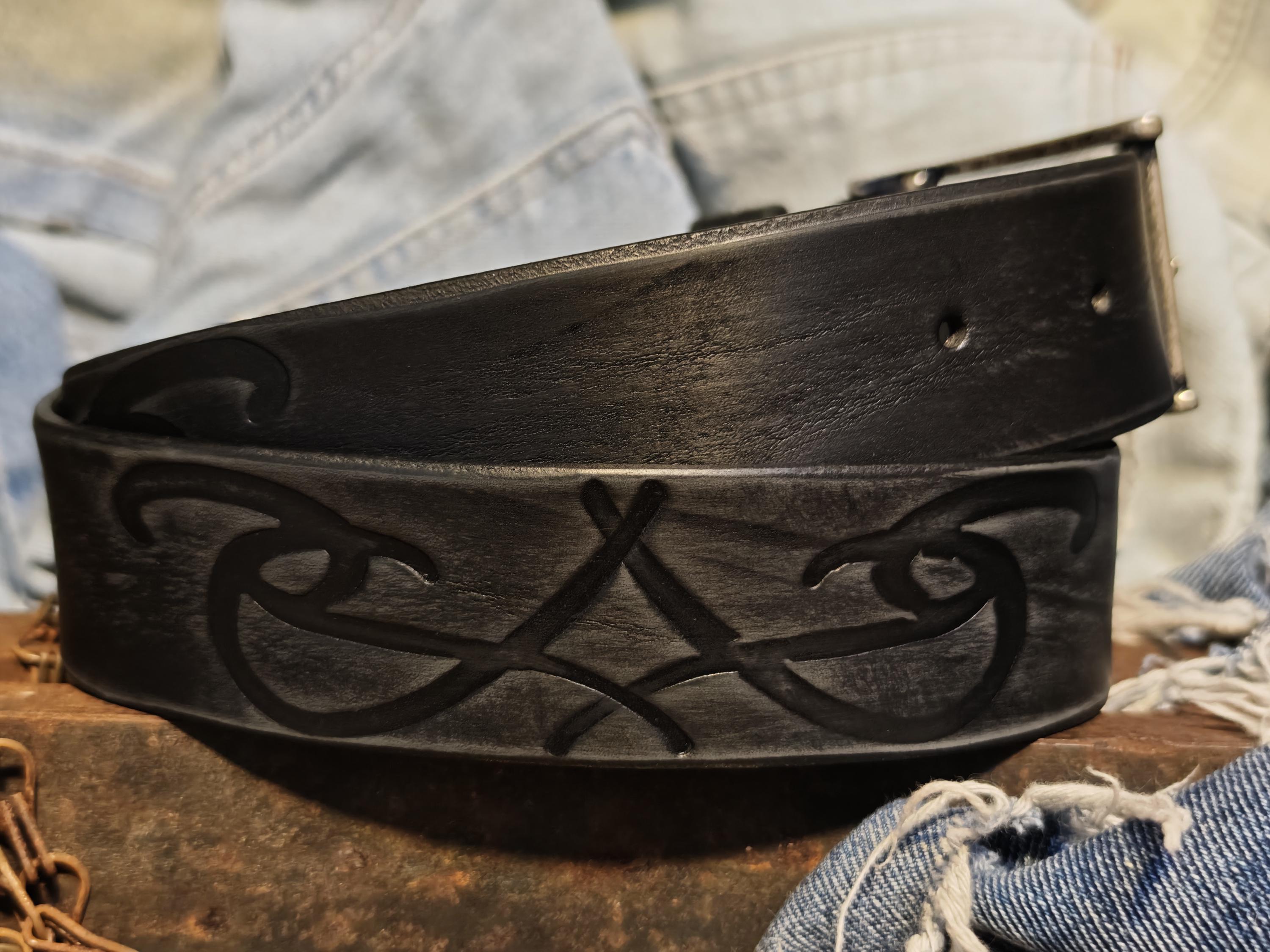 Distinct Artisan Crafted Leather Belt with Tribal Design for Men