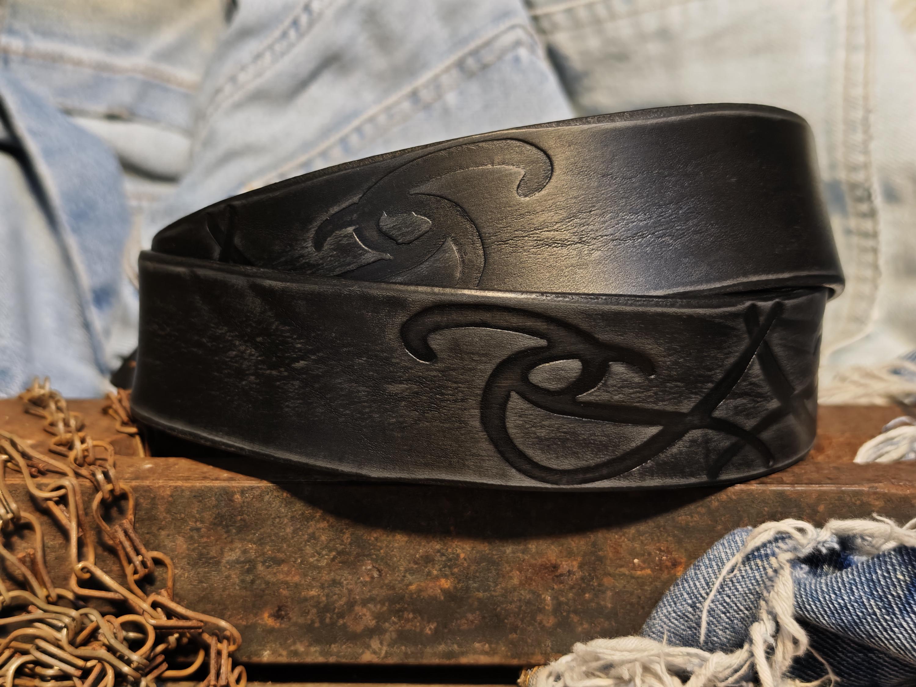 Distinct Artisan Crafted Leather Belt with Tribal Design for Men