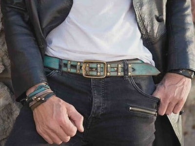 Leather Belt, Men's Belt, Men's Leather Belt,Custom leather belts,Gift for men,Woman's Belt, Blue Belt, Crafted Belt, Unique Belt, Boho Belt