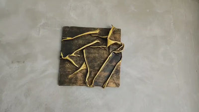 Brown Leather Wall Art with a Touch of Gold - Handmade with Unique Technique and One-of-a-Kind