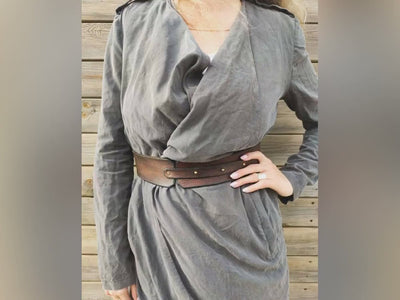 Unique Brown Leather Waist Belt for Women - Wide Dress Belt - Leather Gift for Her - Handmade Leather Belt by ISHAOR