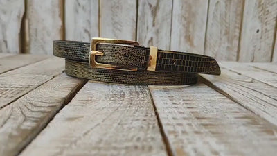 Black Leather Belt, Gold Wash and gold Buckle, Elegant Everyday Accessor. Adjustable belt the perfect gift