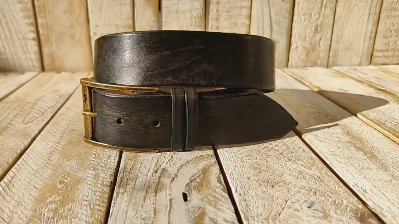 ISHAOR High-Quality Handmade  Brown Leather Belt for Everyday Wear