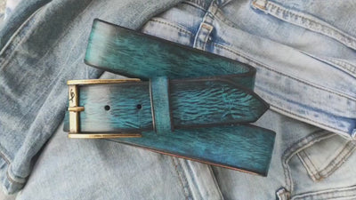 Men's Leather Belt, blue Belt, Mens Leather Accessories, Custom Leather Belt, Gift for father, Leather Belt, Men's Belt, Belt for Him