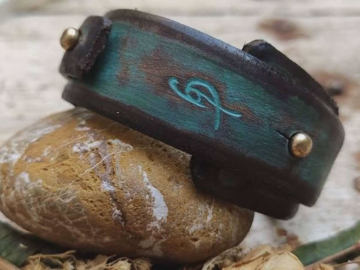 Turquoise Leather Wrap,Custom, Men's Bracelet,  Turquoise Leather Bracelet, Men's Leather Bracelet,Wrap Bracelet, Men's Cuff, Custom leather
