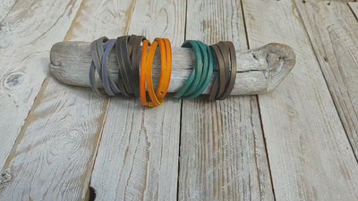 Handmade Purple Leather Bracelet with Gold Wash for Women - Unique Gift Idea