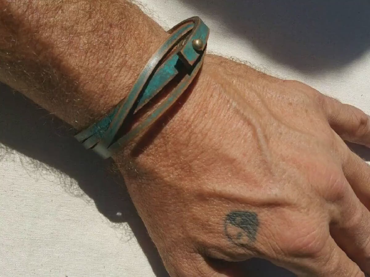 Leather Wrap Bracelet - Teal Color - Mens Gift - Friendship Jewelry - Ishaor