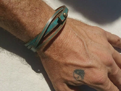 Leather Wrap Bracelet - Teal Color - Mens Gift - Friendship Jewelry - Ishaor
