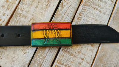 Handmade Reggae Lion Belt Buckle - A Unique and Stylish Accessory for Reggae Lovers and Rastafarians