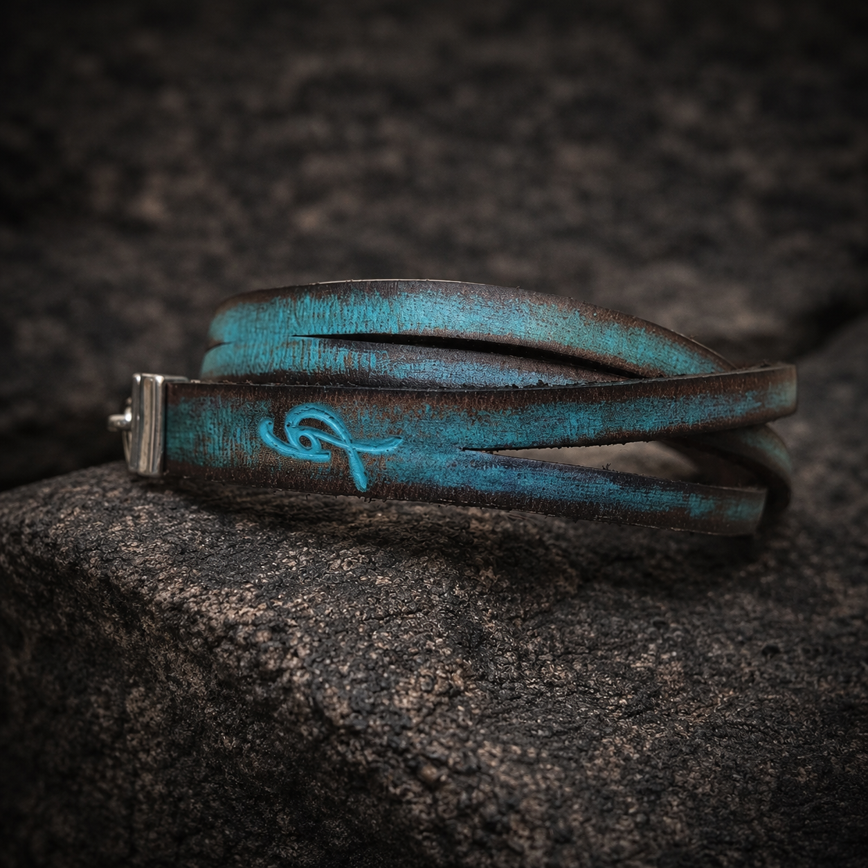Mens Leather Wrap Bracelet with Silver Clasp - Genuine Leather Cuff for Mens Style