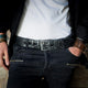 Handmade Black Leather Belt - Mens Jeans Belt - Genuine Leather - Unique Custom Design - X-mas Gift - Rocker Style