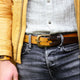 ISHAOR Genuine Handmade Leather Belt – Yellow & Brown | Perfect Gift for Men