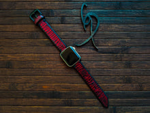 Apple Watch Band - Red Leather With black wash