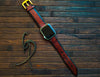 Brown Leather Apple Watch Band with Dark Edges - Stylish and Durable