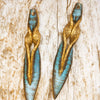 Turquoise Leather Earrings - Handcrafted Boho Statement Jewelry