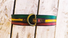 Rasta Dog Collar Rastafarian Dog Collar with Red Yellow Green Stripes and Brown wash, Bob Marley Jamaican leather dog  collar with name