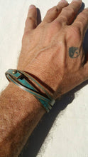 Turquoise Leather Bracelet with Option to Personalize - Brown Wash  Handcrafted Jewelry