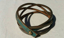 Turquoise leather dog collar with brown wash. To add 