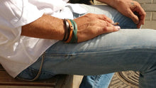 Turquoise Leather Bracelet with Option to Personalize - Brown Wash  Handcrafted Jewelry
