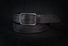 Black leather belt with red line