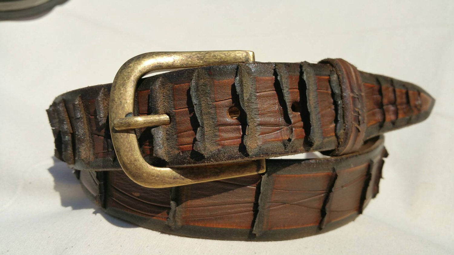 Alligator Leather Belt - Brown