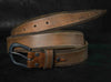 Light brown leather belt with dark edges