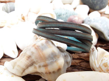 Turquoise Leather Bracelet with Option to Personalize - Brown Wash  Handcrafted Jewelry