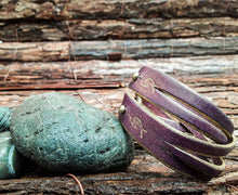 Purple & Gold leather bracelet
