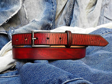 Narrow Belt - Red with Black Wash