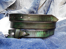 Narrow Belt - Green with Brown Wash