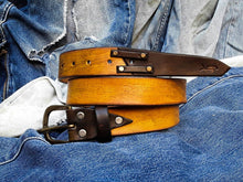 Two Pieces Belt ( Narrow) - Yellow & Brown