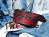 Vintage Leather Belt - Red with Black Wash