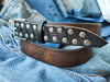 Dark Brown 3 cm Jeans Belt, Rivetted Brown Leather Belt, Brown Steam Punk Belt, Narrow Jeans Belt, Women's Belt, Original Ishaor Leather