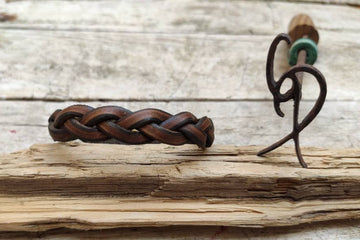 Brown leather bracelet- Braid