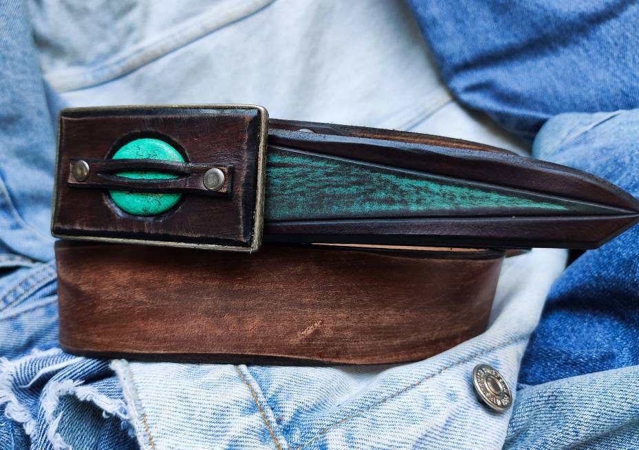Turquoise Stone Belt - Brown