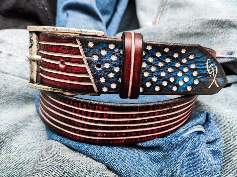American Flag - leather belt – ISHAOR